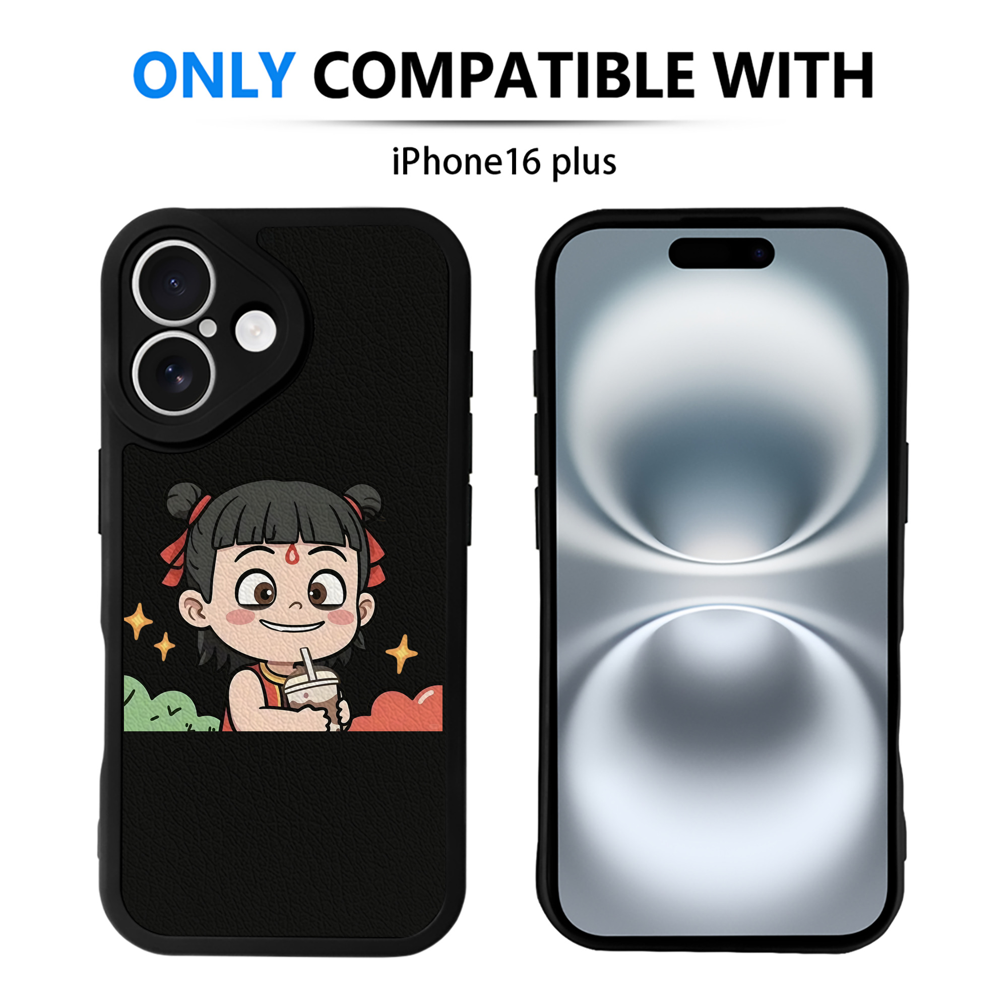 （画像用） Ne Zha 2 ナタ 魔童の大暴れ 【iPhone 16シリーズ対応】シリコンスマホケース（レザー調） 材質：シリコン